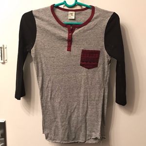 Baseball T with Aztec print pocket